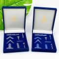 Outils de travail miniatures maçonniques un ensemble Mason Freemason Gift 9 pièces commémoratives avec Blue Box pour présent